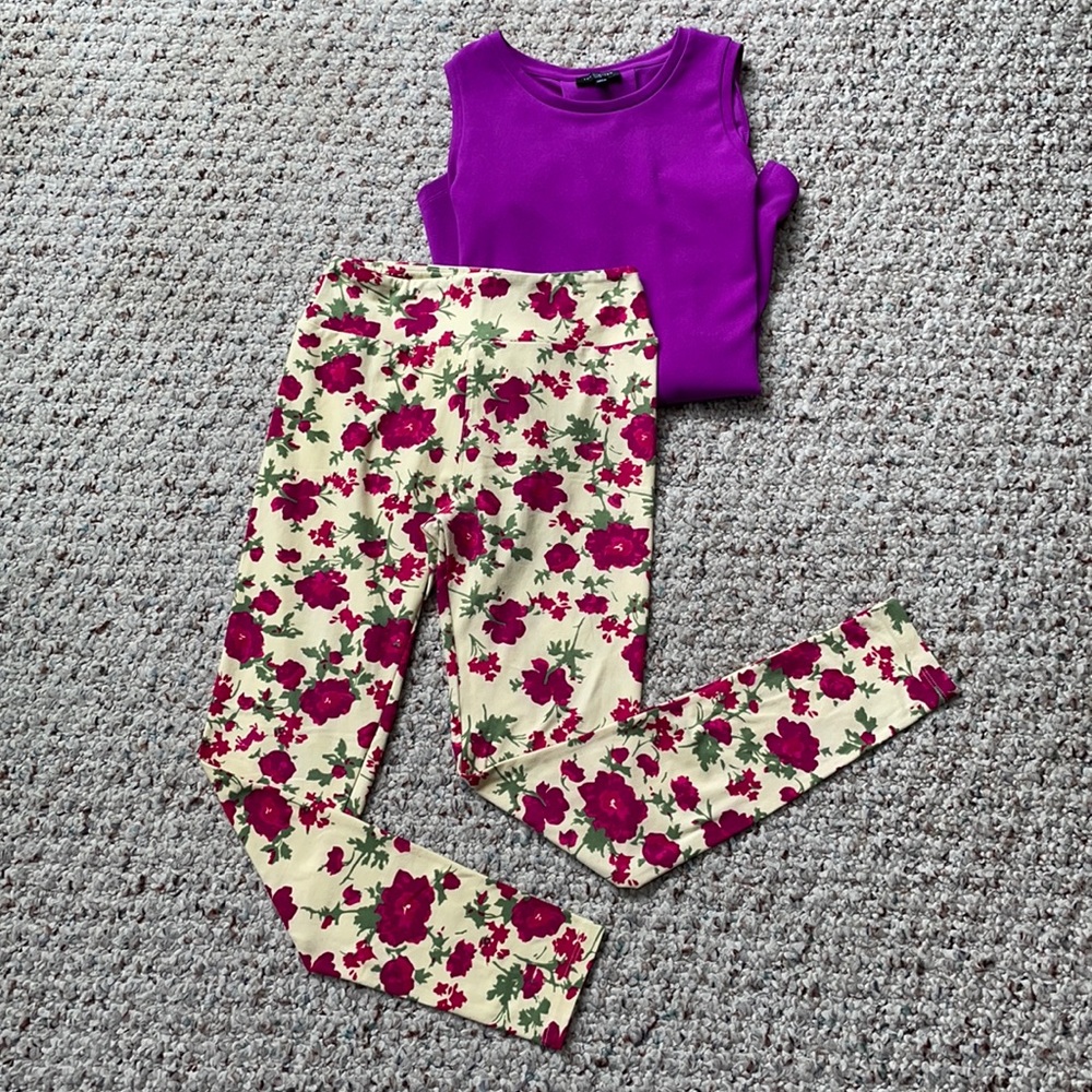 LuLaRoe Floral Leggings Size OS